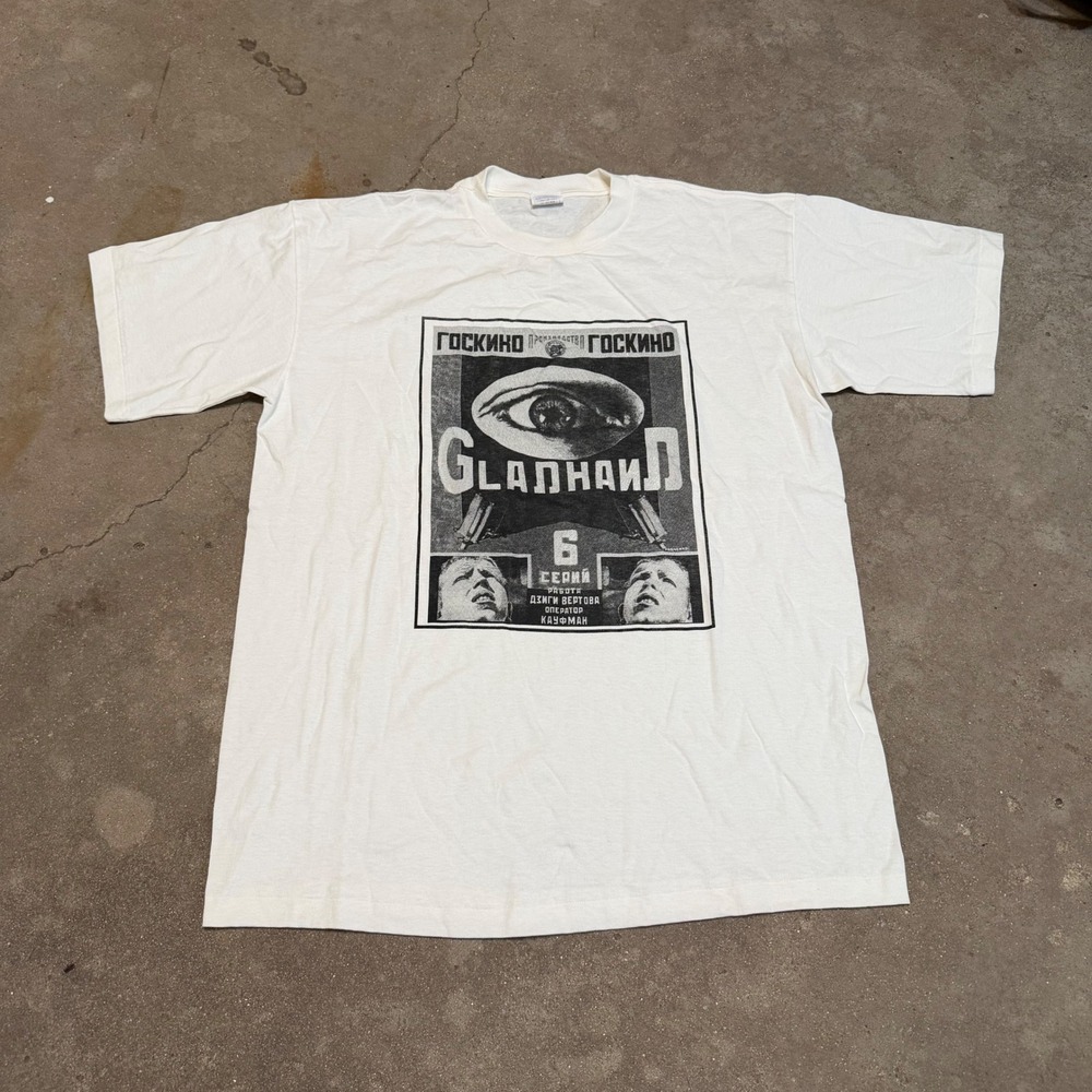 Vintage 90s Kino Eye Film Poster T Shirt XL Single Stitch Horizon Teeez Soviet